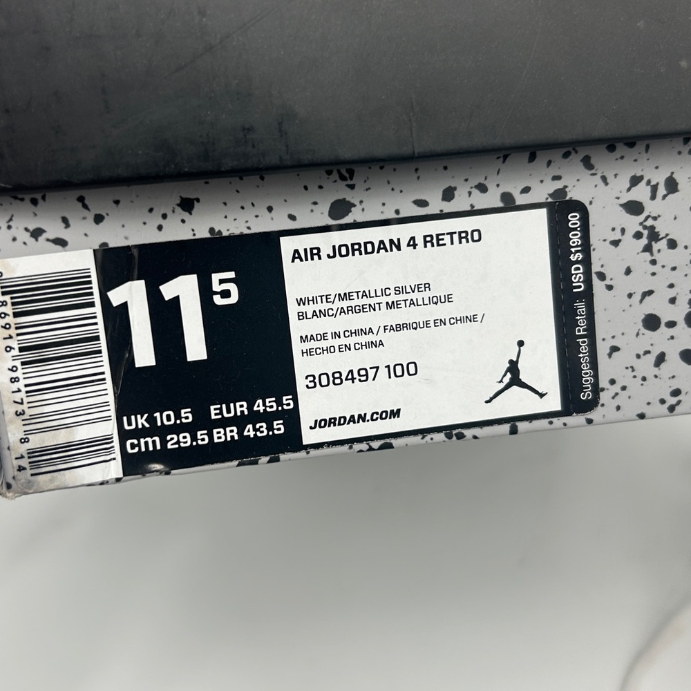 NIKE AIR JORDAN 4 Retro Men’s Size 11 white - Picture 10 of 12